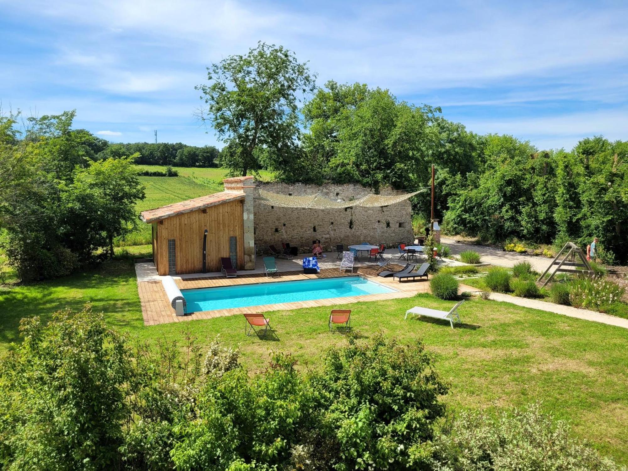 Gite Campagne Famille 15 Pers Piscine Chauffee Jeux Enfants Petanque Saint-Sauvy Екстериор снимка